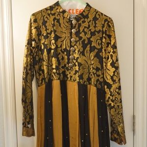 Black and gold maxi, Chiffon formal wear custom hand made